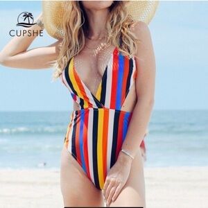 Colorful retro stripped bathing suit by Cupshe